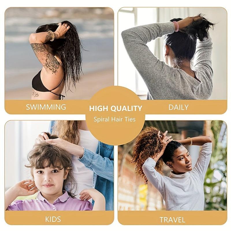 5 Pcs Women Elastic Hair Ties Spiral Ponytail Hair Band No Crease