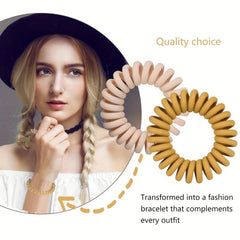 5 Pcs Women Elastic Hair Ties Spiral Ponytail Hair Band No Crease