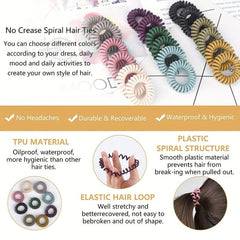 5 Pcs Women Elastic Hair Ties Spiral Ponytail Hair Band No Crease