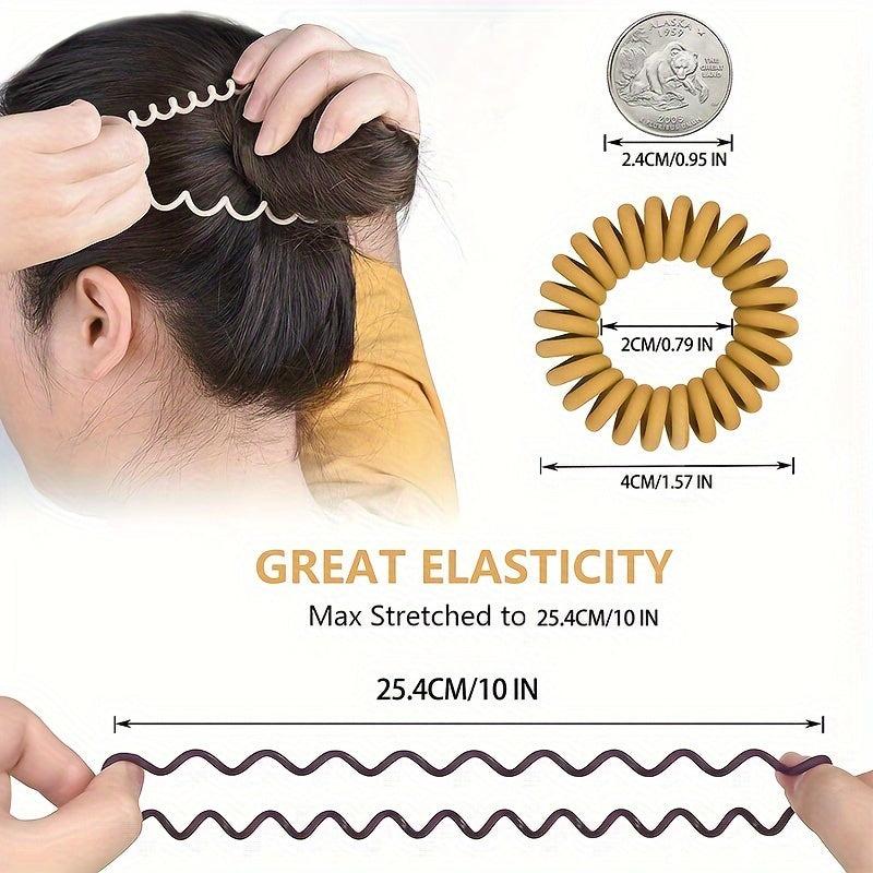 5 Pcs Women Elastic Hair Ties Spiral Ponytail Hair Band No Crease