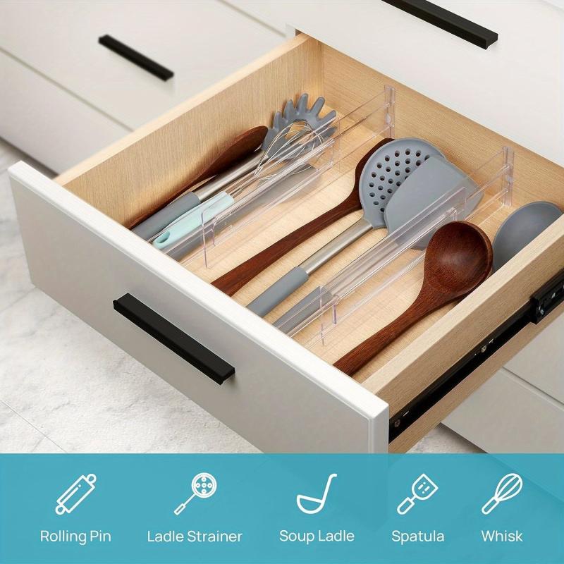 Drawer Dividers Organizers 8 Packs Adjustable Clear Plastic Separators