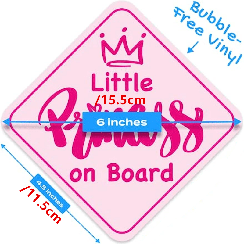 Princess On Board Sticker For Cars Removable Baby On Board Signs