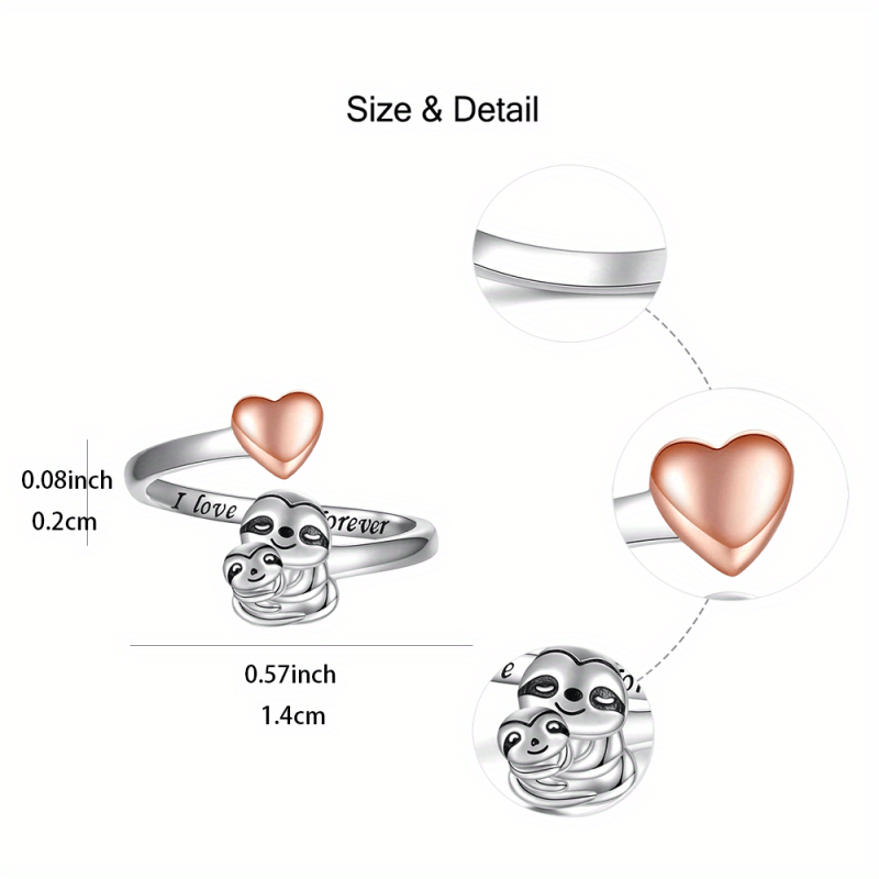 Sloth With Heart Decor Ring Party Jewelry Christmas Halloween Gift