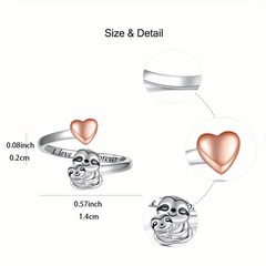 Sloth With Heart Decor Ring Party Jewelry Christmas Halloween Gift