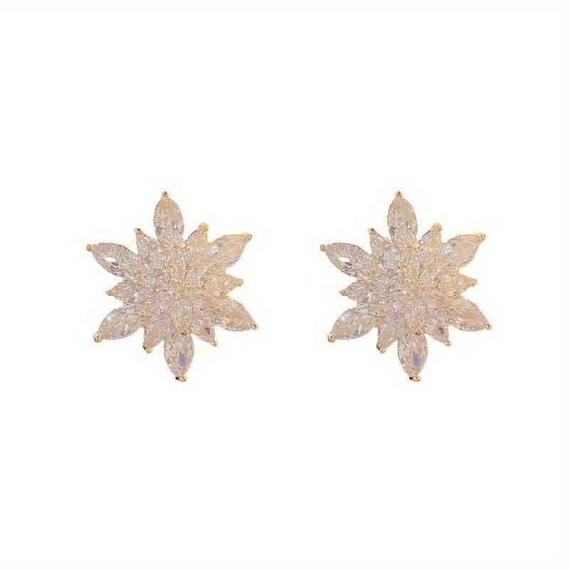 Zircon Snowflake Earrings Hook Dangle Party Jewelry