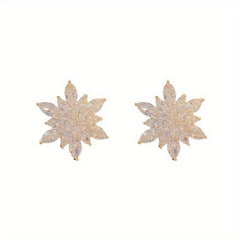 Zircon Snowflake Earrings Hook Dangle Party Jewelry