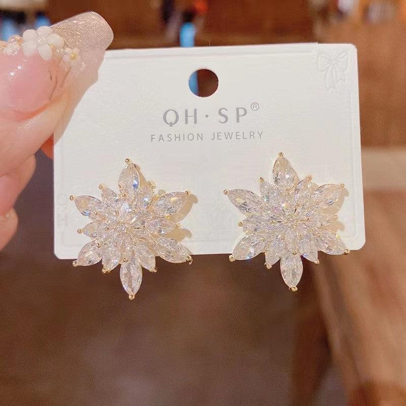 Zircon Snowflake Earrings Hook Dangle Party Jewelry