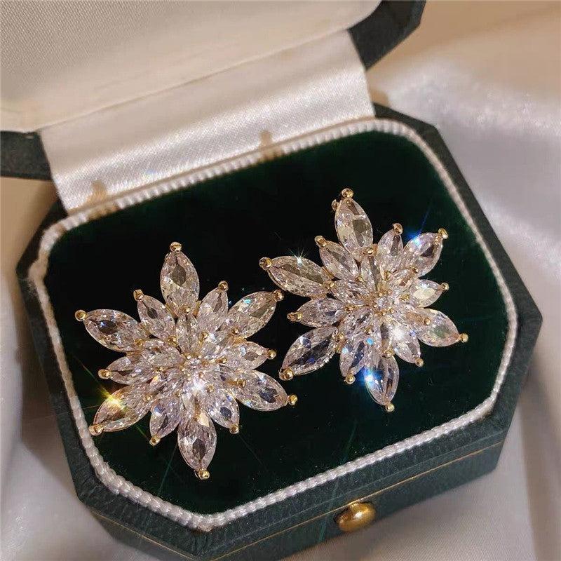 Zircon Snowflake Earrings Hook Dangle Party Jewelry
