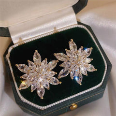 Zircon Snowflake Earrings Hook Dangle Party Jewelry