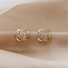 Sparkling Rhinestone Knot Stud Earrings Party Jewelry Gift For Women