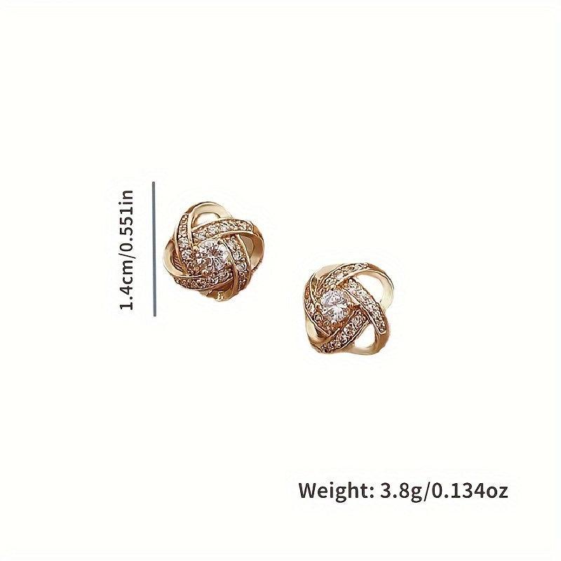 Sparkling Rhinestone Knot Stud Earrings Party Jewelry Gift For Women