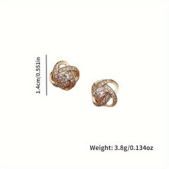 Sparkling Rhinestone Knot Stud Earrings Party Jewelry Gift For Women
