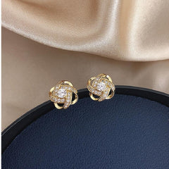 Sparkling Rhinestone Knot Stud Earrings Party Jewelry Gift For Women