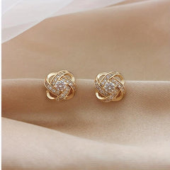 Sparkling Rhinestone Knot Stud Earrings Party Jewelry Gift For Women