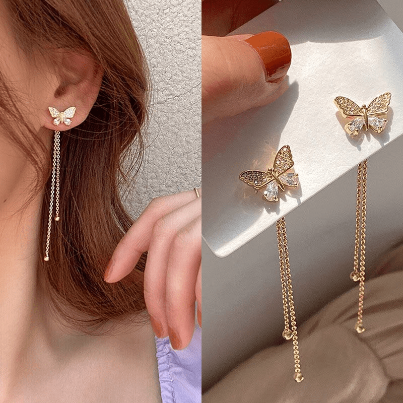 Butterfly Fairy Tassel Long Earrings Christmas Halloween Thanksgiving Gift