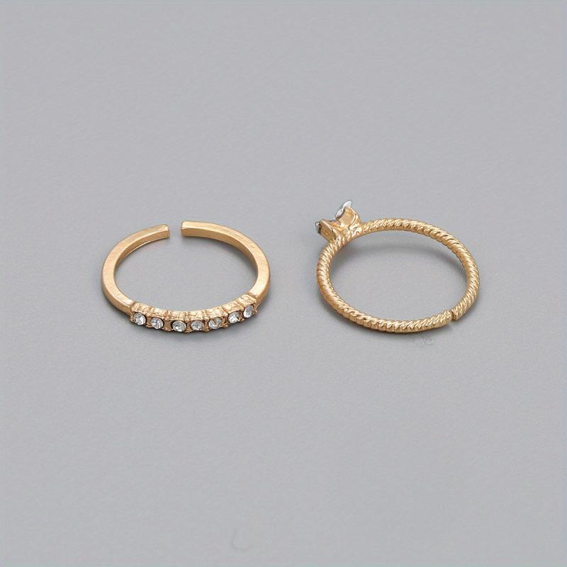 Women Artificial Diamond Open Heart Ring Golden and Silvery