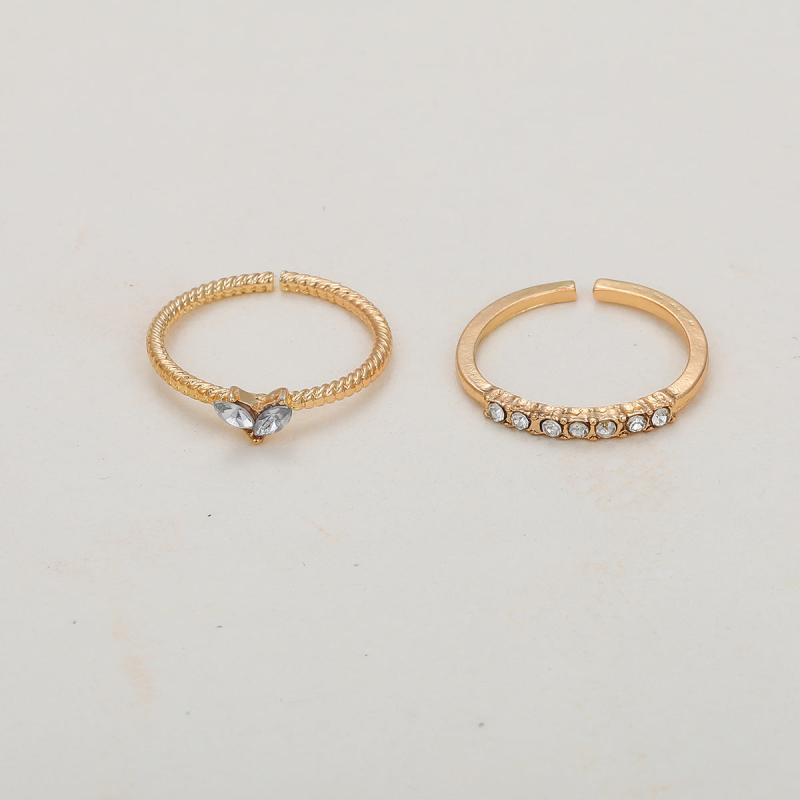Women Artificial Diamond Open Heart Ring Golden and Silvery