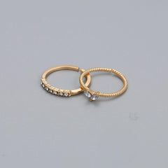 Women Artificial Diamond Open Heart Ring Golden and Silvery