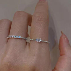 Women Artificial Diamond Open Heart Ring Golden and Silvery