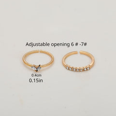 Women Artificial Diamond Open Heart Ring Golden and Silvery