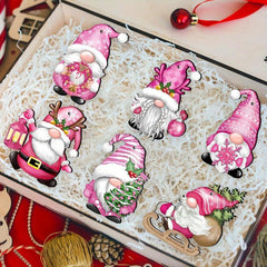 24pcs Pink Dwarf Wooden Hanging Set Christmas Decoration