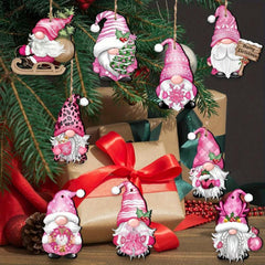 24pcs Pink Dwarf Wooden Hanging Set Christmas Decoration