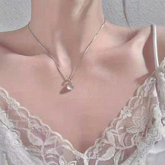 Jade Round Pendant Necklace Minimalist Style Women's Collar Chain