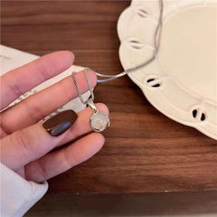 Jade Round Pendant Necklace Minimalist Style Women's Collar Chain
