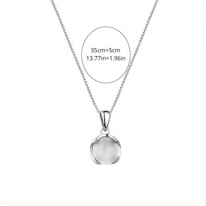 Jade Round Pendant Necklace Minimalist Style Women's Collar Chain
