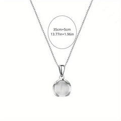 Jade Round Pendant Necklace Minimalist Style Women's Collar Chain