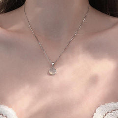 Jade Round Pendant Necklace Minimalist Style Women's Collar Chain