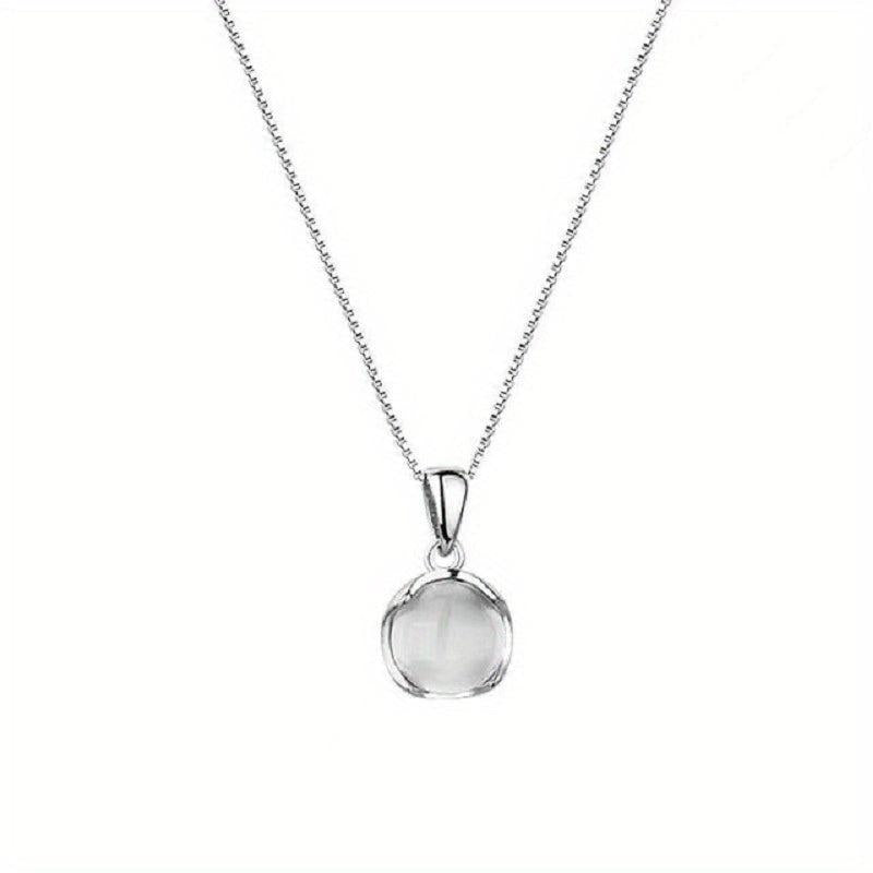Jade Round Pendant Necklace Minimalist Style Women's Collar Chain
