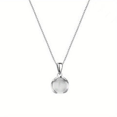 Jade Round Pendant Necklace Minimalist Style Women's Collar Chain