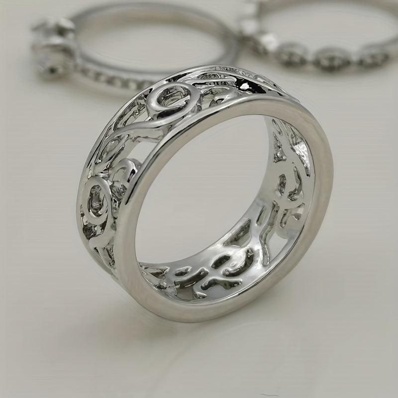 1pc Silvery Classic Ring Great Gift for Christmas Halloween Thanksgiving