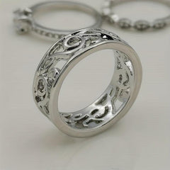1pc Silvery Classic Ring Great Gift for Christmas Halloween Thanksgiving