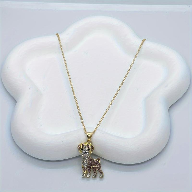 Boxing Dog Rhinestone Pendant Necklace Fashionable Ladies Pet Dog Jewelry