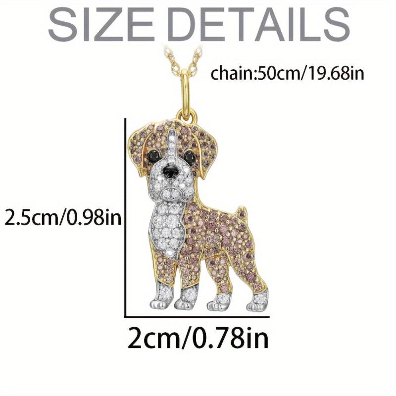 Boxing Dog Rhinestone Pendant Necklace Fashionable Ladies Pet Dog Jewelry