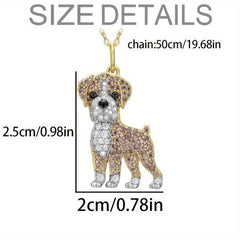 Boxing Dog Rhinestone Pendant Necklace Fashionable Ladies Pet Dog Jewelry