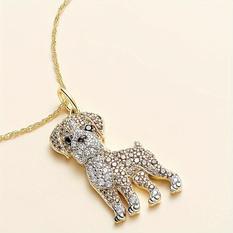 Boxing Dog Rhinestone Pendant Necklace Fashionable Ladies Pet Dog Jewelry
