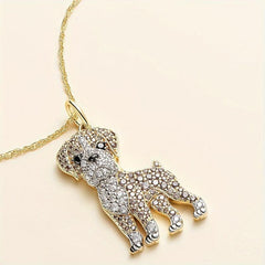 Boxing Dog Rhinestone Pendant Necklace Fashionable Ladies Pet Dog Jewelry
