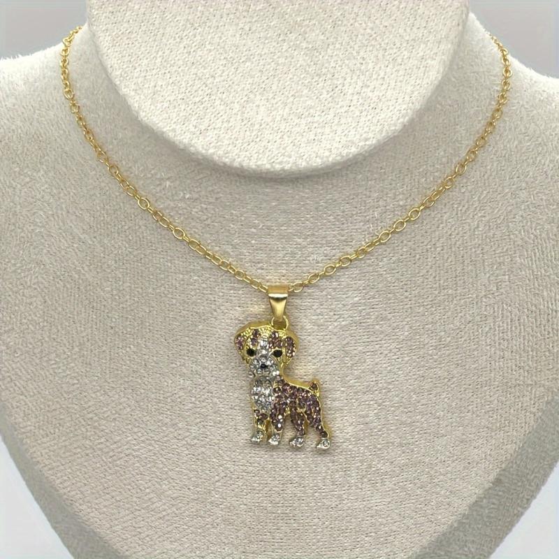 Boxing Dog Rhinestone Pendant Necklace Fashionable Ladies Pet Dog Jewelry