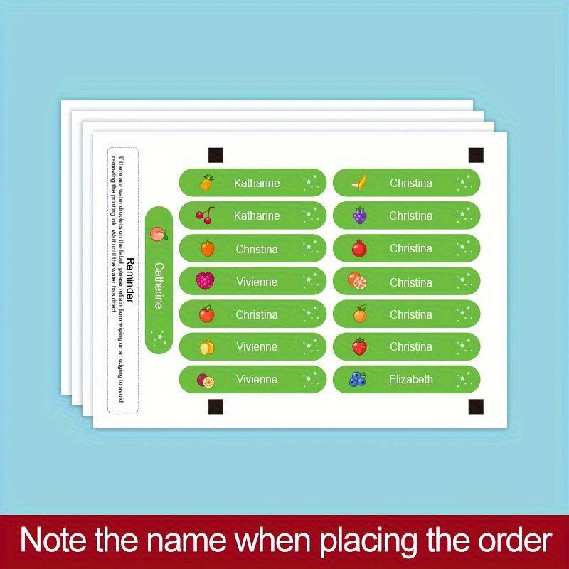 Customized Healthy Food Illustrations Name Labels for School Supply