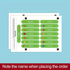 Customized Healthy Food Illustrations Name Labels for School Supply