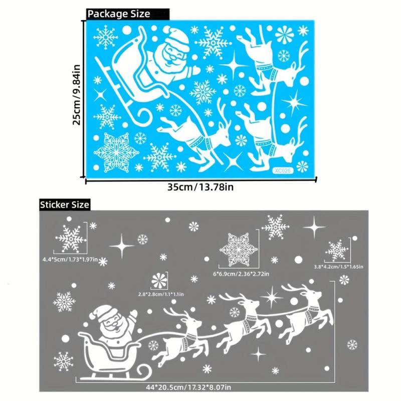 Christmas Santa Reindeer Window Stickers Snowflakes Merry Decor