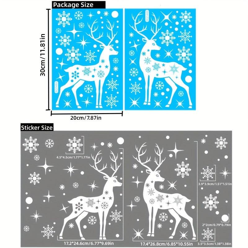 Christmas Santa Reindeer Window Stickers Snowflakes Merry Decor