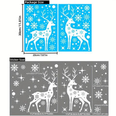 Christmas Santa Reindeer Window Stickers Snowflakes Merry Decor