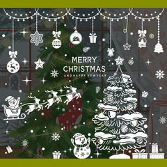 Christmas Santa Reindeer Window Stickers Snowflakes Merry Decor