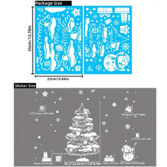 Christmas Santa Reindeer Window Stickers Snowflakes Merry Decor