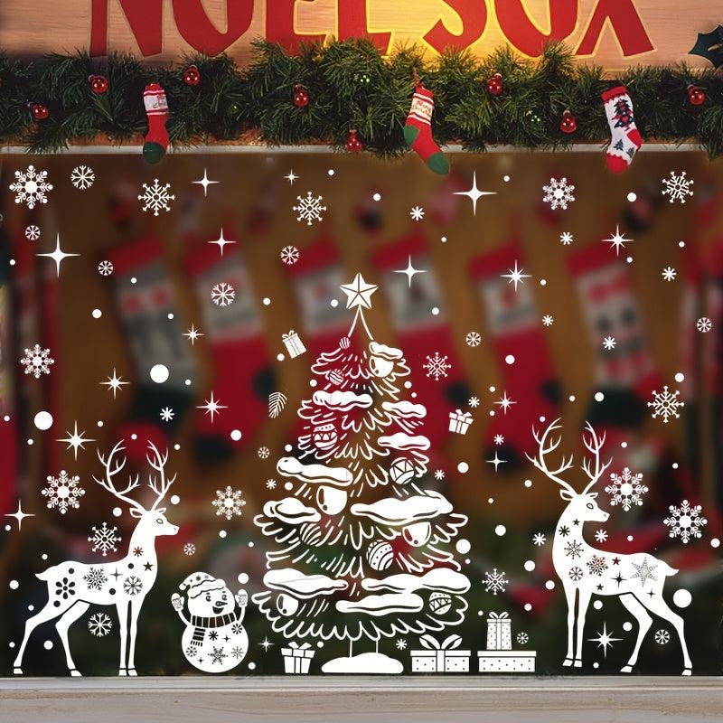 Christmas Santa Reindeer Window Stickers Snowflakes Merry Decor