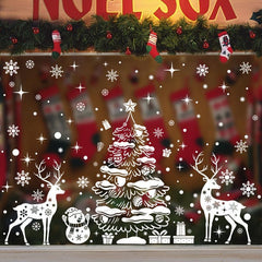 Christmas Santa Reindeer Window Stickers Snowflakes Merry Decor
